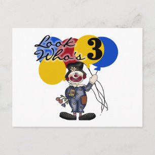 Carte Postale Cirque Clown 3e Anniversaire Tshirts et cadeaux