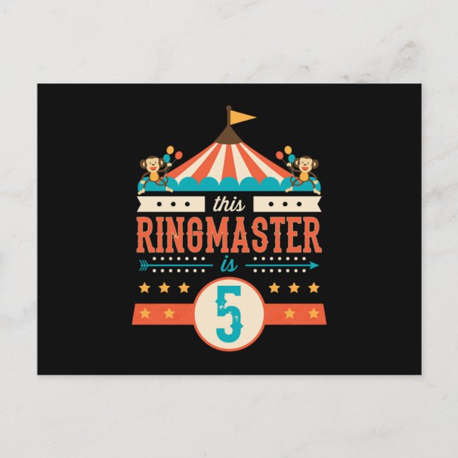 Carte Postale Cirque Ringmaster 5E Anniversaire Cirque (Devant)