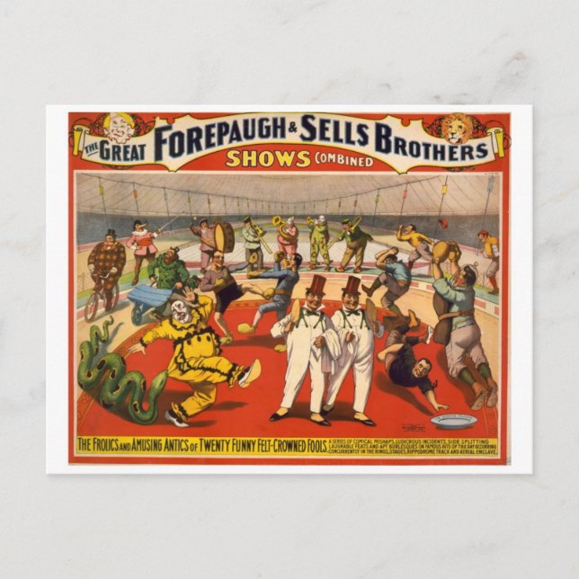 Carte Postale Cirque vintage Forepaugh & Ventes (Devant)