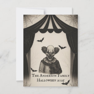 Carte Postale Cirque vintage Thème du Carnaval hanté Halloween