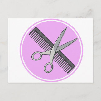 Carte Postale Ciseau et peigne en barbier