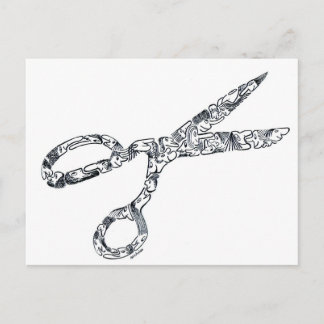 Carte Postale Ciseaux avec coupes à cheveux