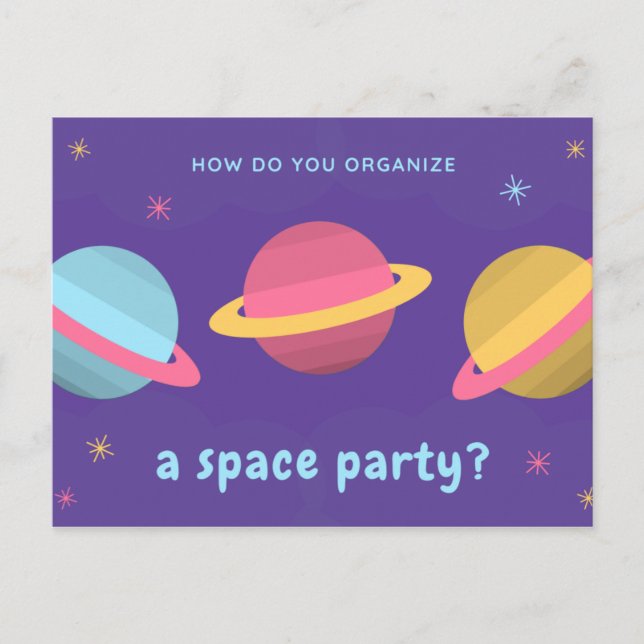 Carte Postale Citation amusante - Parti Planètes pourpres (Devant)