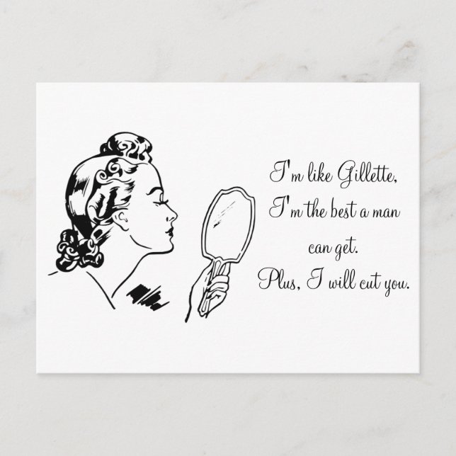 Carte Postale Citation amusante Retro Cartoon Femme Anti Homme (Devant)