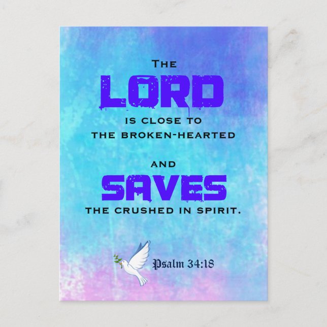 Carte Postale Citation biblique Inspirationnelle Psaume 34:18 (Devant)