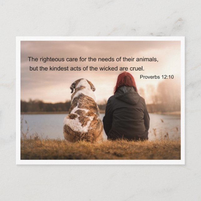 Carte Postale Citation biblique Proverbes 12 v 10 (Devant)