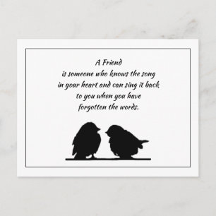 Carte Postale Citation d'ami Chanson dans votre cœur & Oiseaux