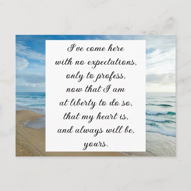 Carte Postale Citation d'amour de Jane Austen sur l'océan bleu r (Devant)