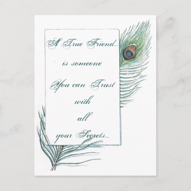 Carte Postale Citation d'amour de l'amitié Peacock Inspirationne (Devant)
