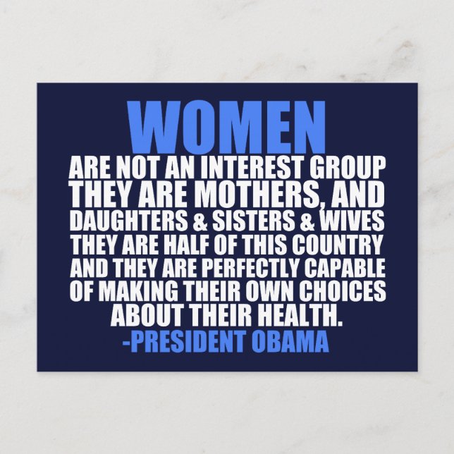 Carte Postale Citation de Barack Obama pour les droits des femme (Devant)