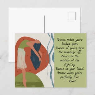 Carte Postale Citation de danse de Rumi avec danseuse 