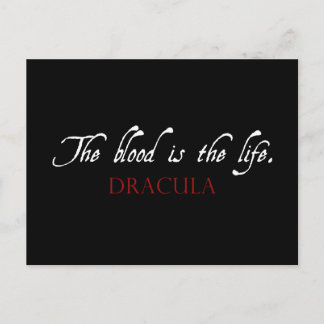 Carte Postale Citation de Dracula : Le sang est la vie