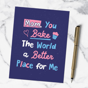 Carte Postale Citation de fêtes des mères pour pâtissière Maman 