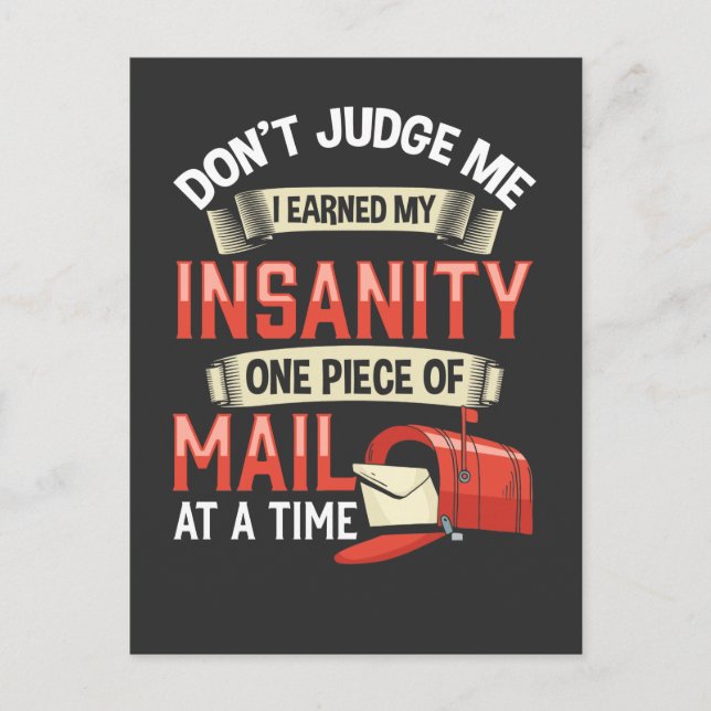 Carte Postale Citation de fou Mailman pour Crazy Mail Carrier (Devant)