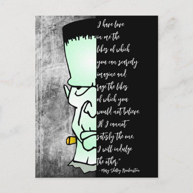 Carte Postale Citation de Frankenstein's Monster, Shelley Love & (Devant)