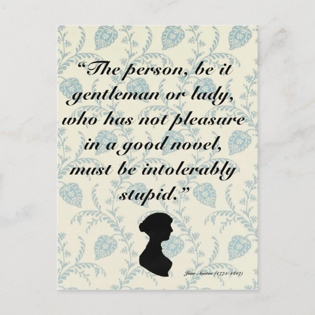 Carte Postale Citation de Jane Austen sur les livres (Devant)