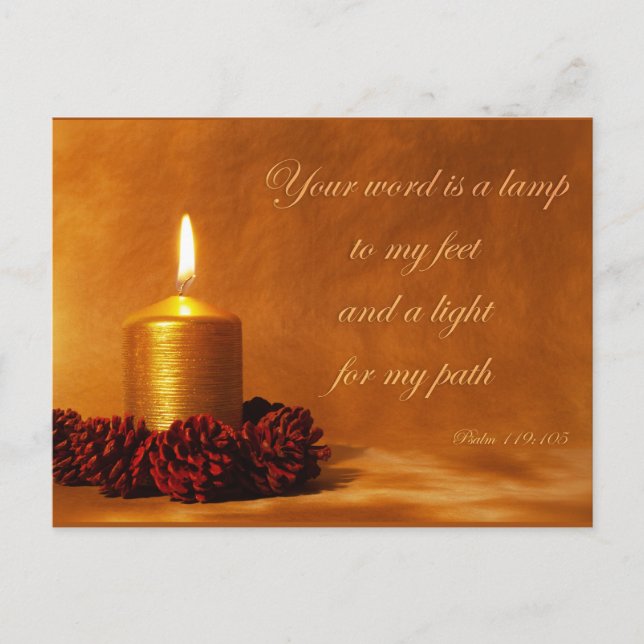 Carte Postale Citation de la Bible avec bougie de Noël (Devant)