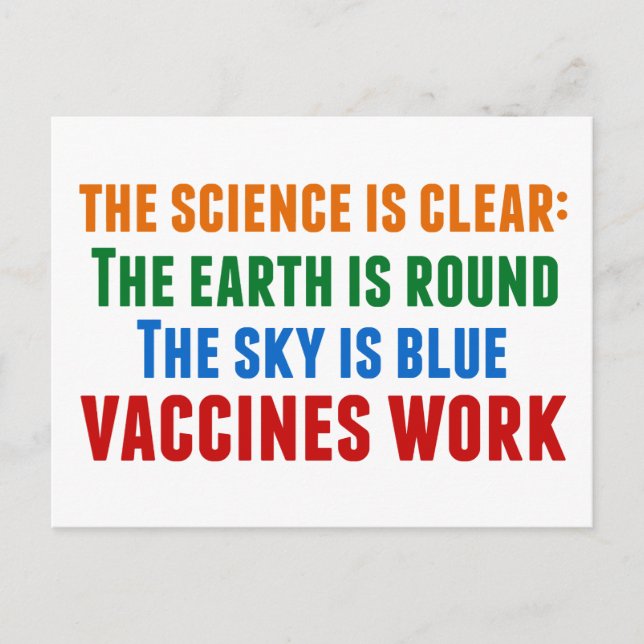 Carte Postale Citation de la science du travail pour la vaccinat (Devant)