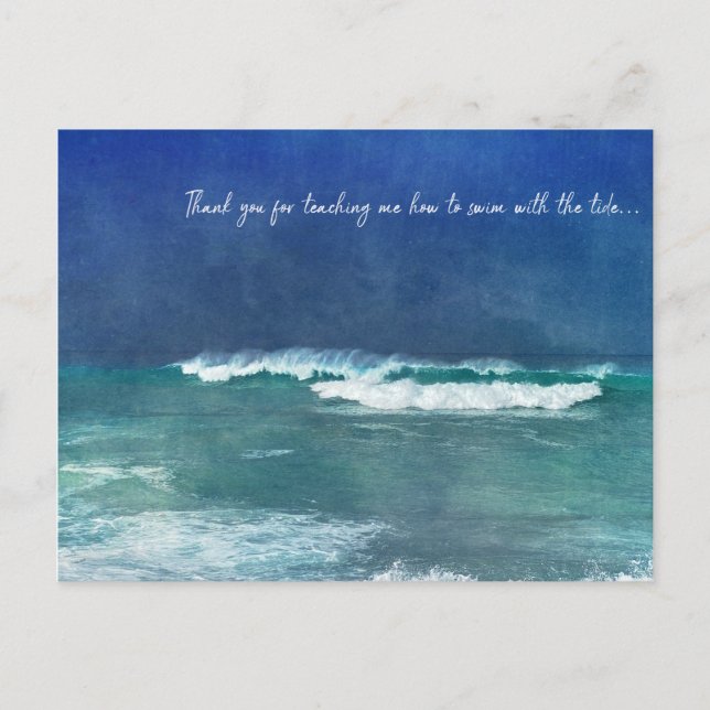 Carte Postale Citation de l'océan hawaïen Vaves Aqua Surf bleu T (Devant)