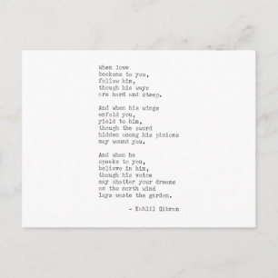 Carte Postale Citation de machine à écrire - Kahlil Gibran