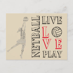 Carte Postale Citation de Netball Inspirational Live Love Play