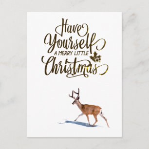 Carte Postale Citation de Noël avec design rétro de renne