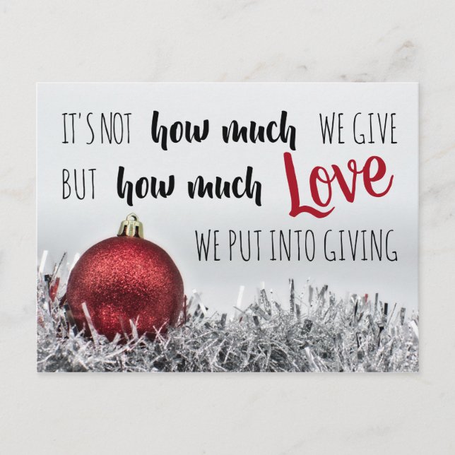 Carte Postale Citation de Noël inspirante avec décoration rouge (Devant)