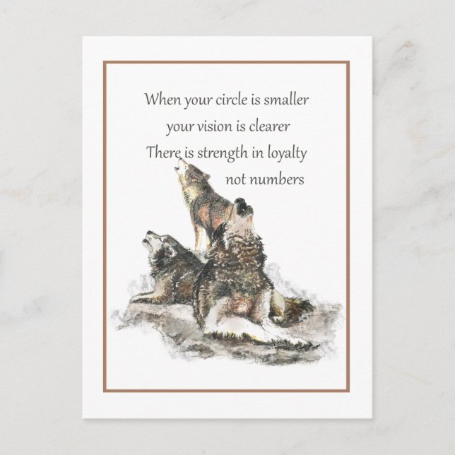 Carte Postale Citation de pack Wolf de la sagesse loyale de l'am (Devant)