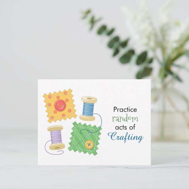 Carte Postale Citation de passe-temps pour l'artisanat à coudre (Debout devant)