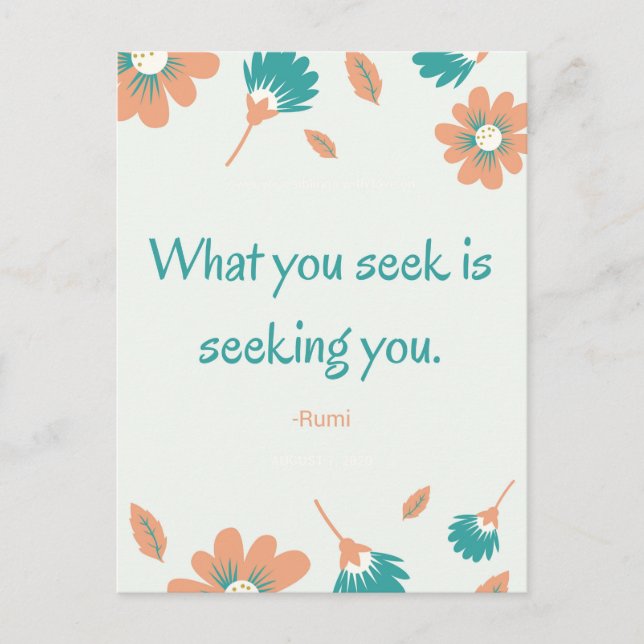 Carte Postale Citation de recherche de Rumi (Devant)