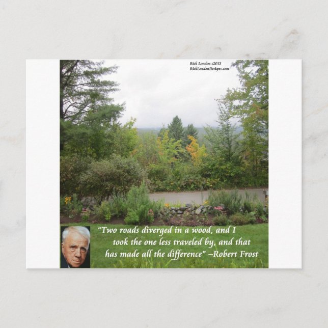 Carte Postale Citation de sagesse de Robert Frost "La route moin (Devant)