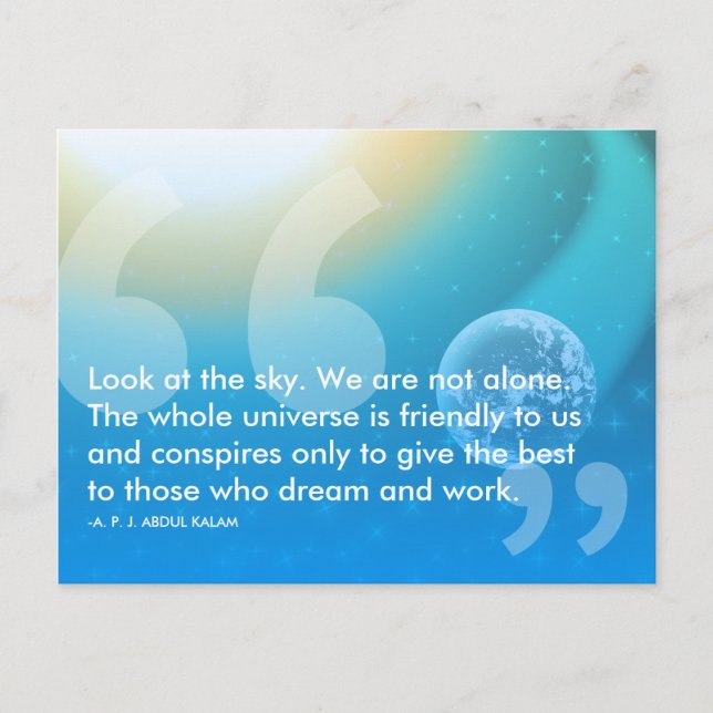 Carte Postale Citation de succès APJ Abdul Kalam (Devant)