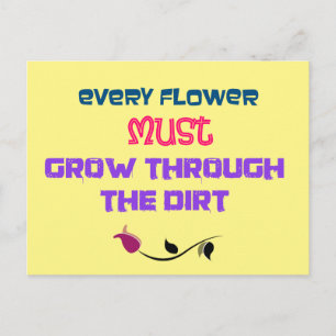 Carte Postale Citation de typographie inspirante avec une Rose r