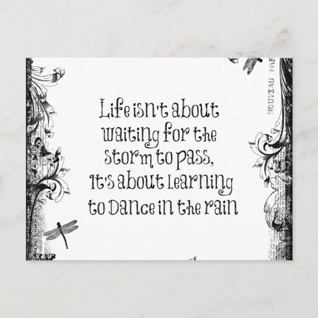 Carte Postale Citation de vie inspirationnelle : Danser dans la  (Devant)