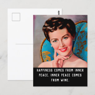 Carte Postale Citation de vin amusant Rétro Homemaker