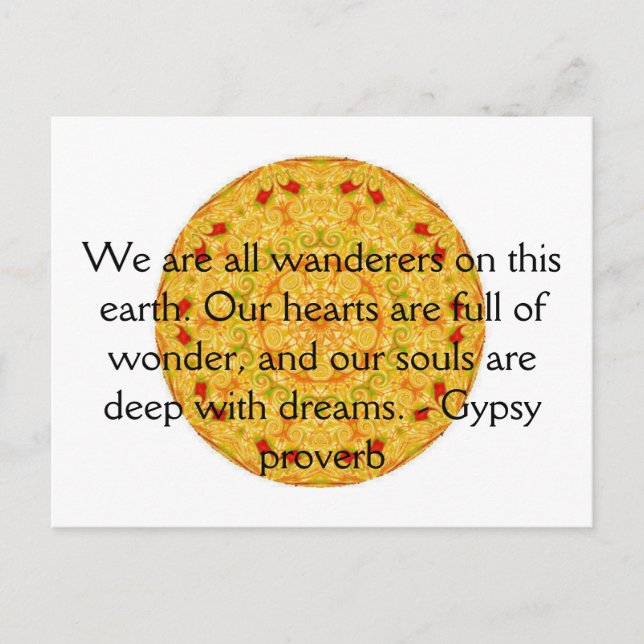 Carte Postale Citation de voyage de Gypsy Proverb (Devant)