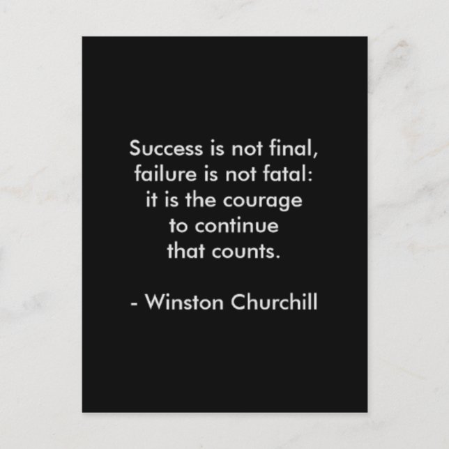 Carte Postale Citation de Winston Churchill ; Succès (Devant)