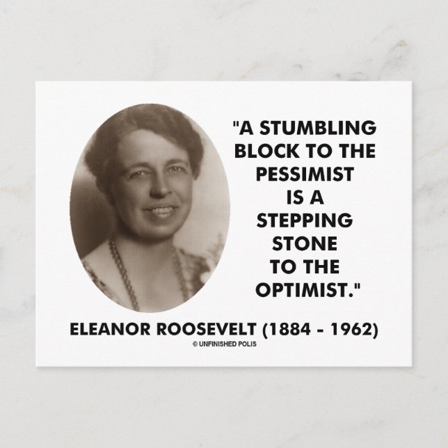 Carte Postale Citation d'Eleanor Roosevelt Pessimiste Optimiste (Devant)