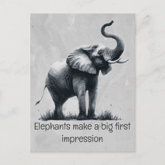 Carte Postale Citation d'éléphant amusant pour une première impr (Devant)