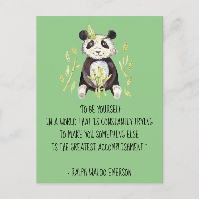 Carte Postale Citation d'Emerson avec Boho Panda (Devant)