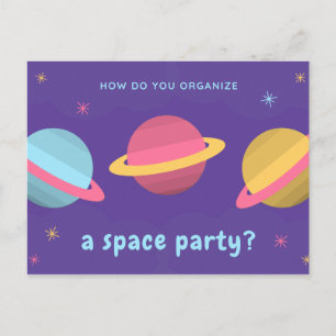 Carte Postale Citation drôle - Fête des planètes violettes