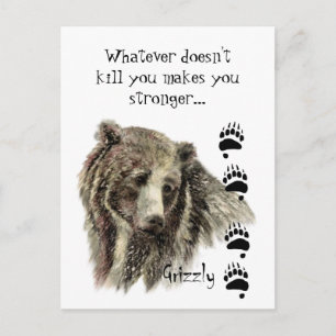 Carte Postale Citation drôle Grizzly Oear Tue-toi Humour