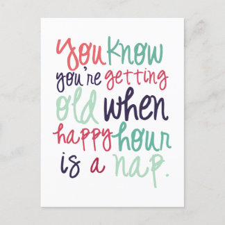 Carte Postale Citation drôle mignon disant que l'humour vieillit