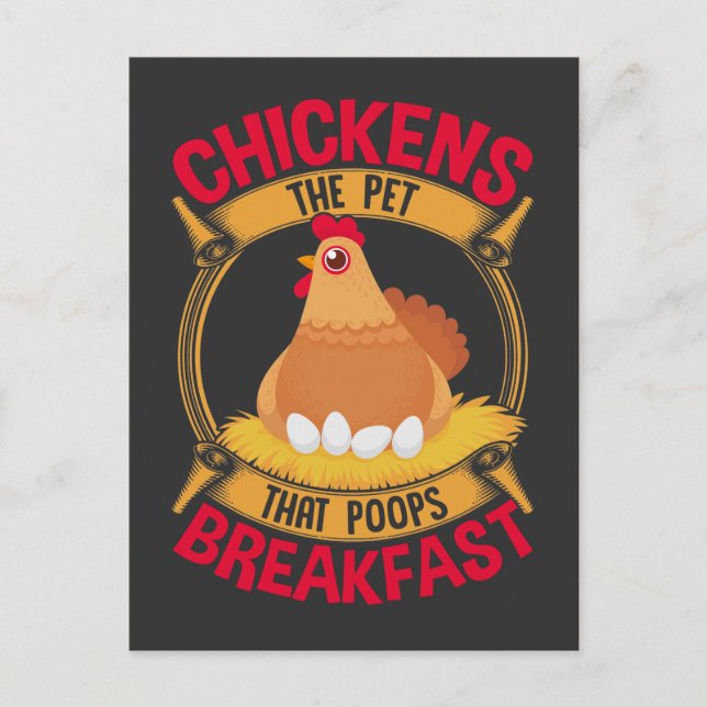 Carte Postale Citation Drôle Petit Déjeuner Poop Hen Farming (Devant)