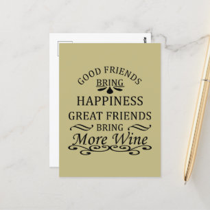Carte Postale citation drôle sur le vin pour les amis