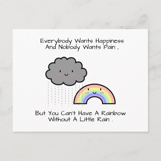 Carte Postale Citation Du Bonheur Nuageux De Pluies Arc En Ciel Zazzle Ca