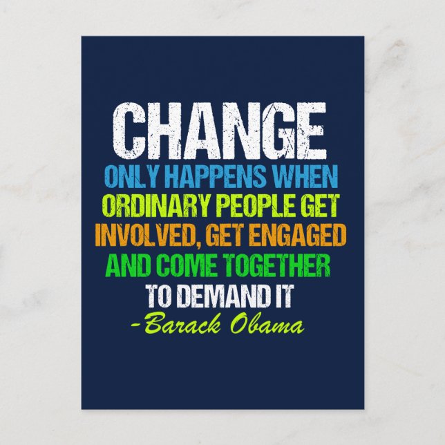 Carte Postale Citation du discours inspiré d'Obama Changer la po (Devant)