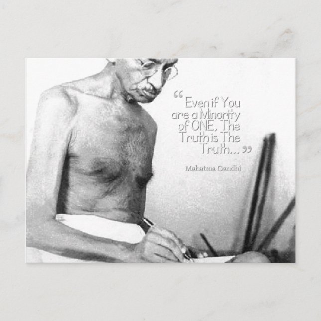 Carte Postale Citation du Mahatma Gandhi, Minorité d'un, Vérité (Devant)