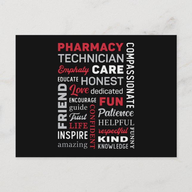 Carte Postale Citation du pharmacien de la technicienne en pharm (Devant)