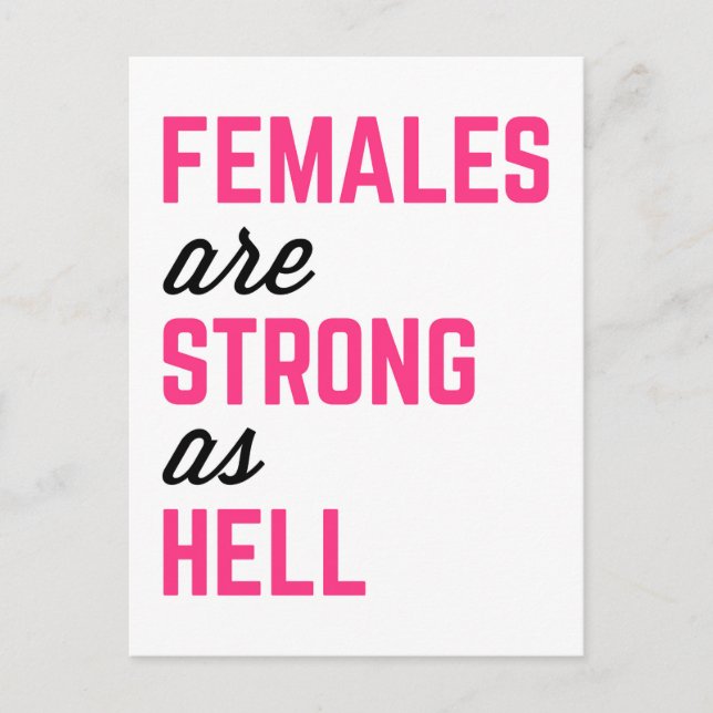 Carte Postale Citation Femme Strong Hell Gym (Devant)